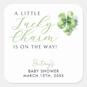 Little Lucky Charm is on the way Baby Shower Square Sticker