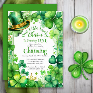 Little Lucky Charm St. Patrick’s Day 1st Birthday Invitation