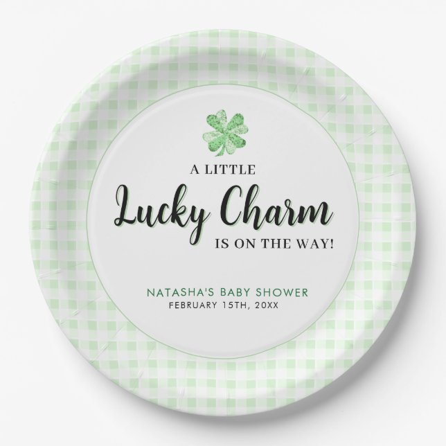 Little Lucky Charm St Patrick's Baby Shower  Paper Plate (Front)