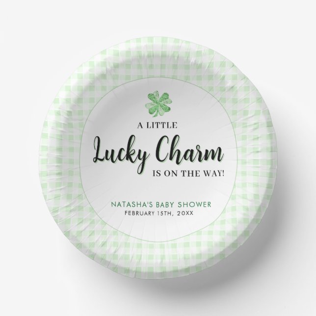 Little Lucky Charm St Patrick's Baby Shower  Paper Plate (Front)