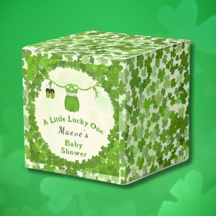 Little Lucky One Shamrock Baby Girl Outfit Favor Box