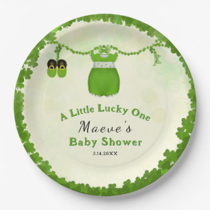 Little Lucky One Shamrock Baby Girl Outfit Paper Plate
