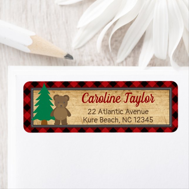 Little Lumberjack Baby Shower Rustic Plaid Address (Insitu)