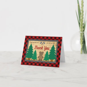 Little Lumberjack Baby Shower Rustic Thank You Card
