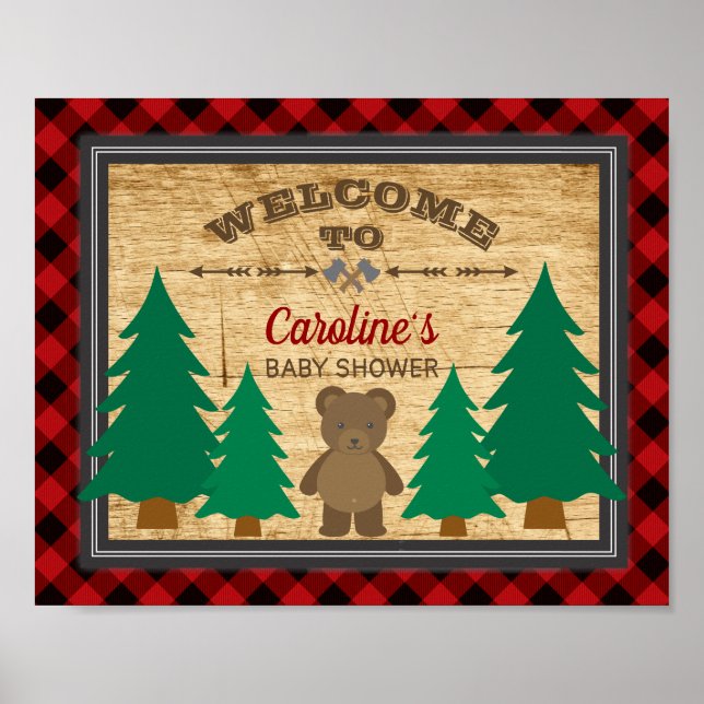 Little Lumberjack Baby Shower Welcome Sign (Front)