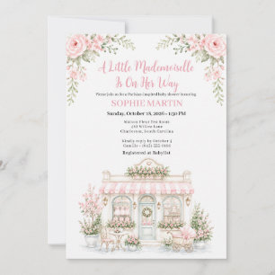 Little Mademoiselle Parisian Café Baby Shower Invitation