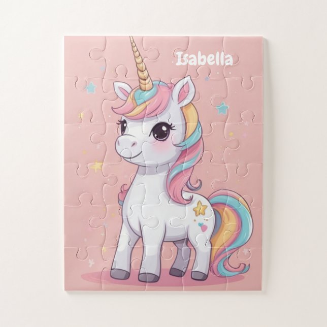 Little Magical Unicorn Personalized Kids Jigsaw Puzzle (Vertical)