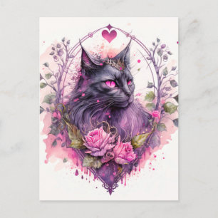 Little Majestic Kitty Cat Witch Halloween Postcard