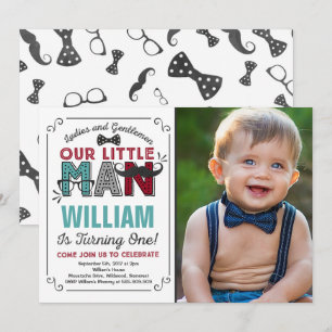 Little Man 1er anniversaire Invitation Mustache Pa