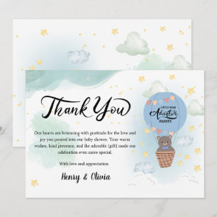 little man adventure awaits baby shower thank you card