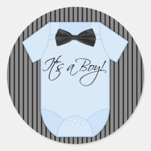 Little Man Baby Boy Shower Classic Round Sticker