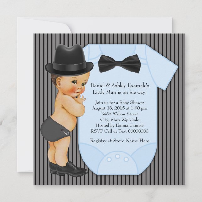 Little Man Baby Boy Shower Invitation (Front)