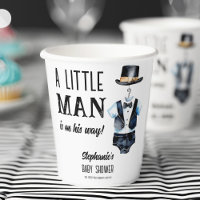 Little man baby shower black tuxedo monogrammed
