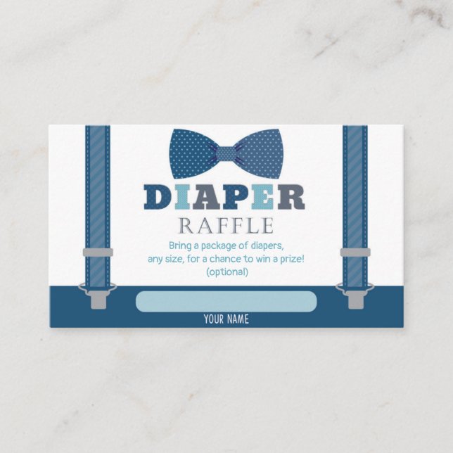 Little Man Baby Shower Diaper Raffle Card (Front)