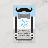 Little man baby shower diaper raffle ticket blue