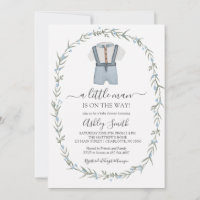 Little Man Baby Shower Invitation, Bowtie Boy Baby