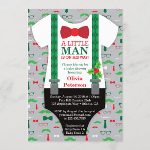 Little Man Baby Shower Invitation, Christmas Invitation