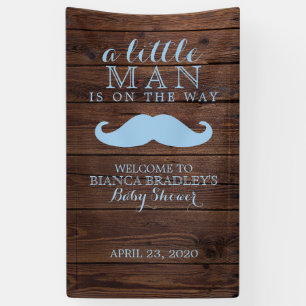 Little Man Baby Shower   Rustic Wood Moustache Banner