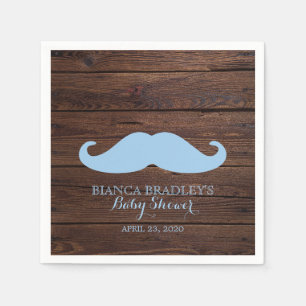 Little Man Baby Shower Rustic Wood Moustache Napkin