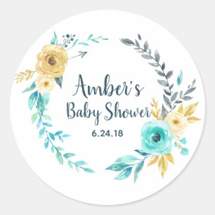 Little Man Baby Shower Wreath Favour Tag Sticker