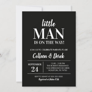 Little Man Black & White Baby Shower Invitation