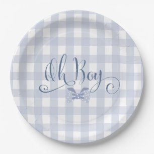 Little Man Blue bow tie baby shower Paper Plate