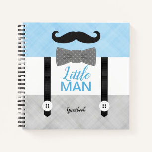 Little man blue  gray boy baby shower guest book