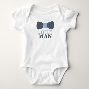 Little Man Bow Tie Baby Bodysuit in Navy and Grey