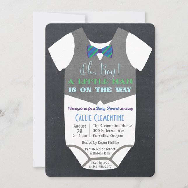 Little Man Bow Tie Baby Shower Invitation (Front)