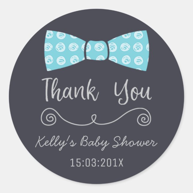 Little Man Bow Tie Baby Shower Sticker (Front)