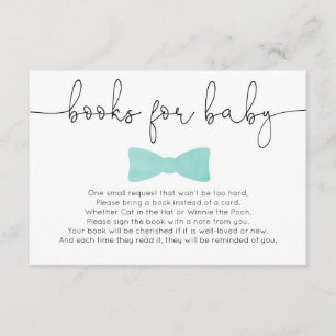 Little man boy baby shower aqua books for baby enclosure card