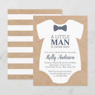 Little Man Boy Baby Shower Invitation - Kraft Card