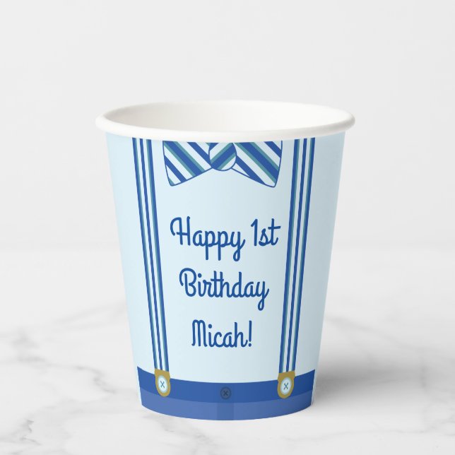 Little Man Boy's Birthday Party Paper Cups (Front)