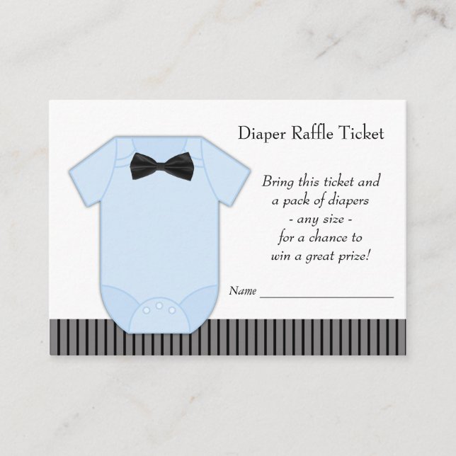 Little Man Boys Diaper Raffle Tickets Enclosure Card (Front)
