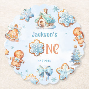 Little Man Christmas Cookie boy 1st birthday Paper Coaster