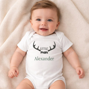 Little Man Deer Antler Baby Bodysuit 