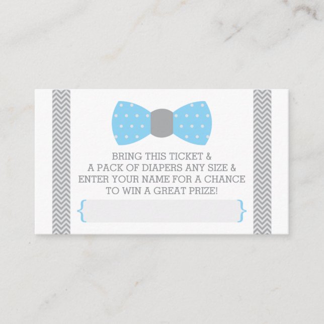 Little Man Diaper Raffle Ticket, Baby Blue, Grey Enclosure Card (Front)