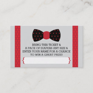 Little Man Diaper Raffle Ticket, Black, Red Enclosure Card