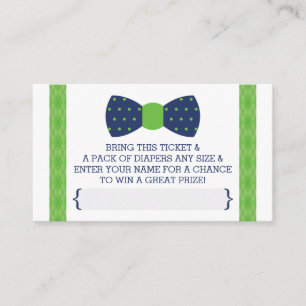 Little Man Diaper Raffle Ticket, Blue, Green Enclosure Card