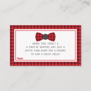 Little Man Diaper Raffle Ticket, Buffalo Plaid Enclosure Card