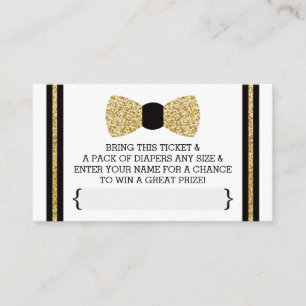 Little Man Diaper Raffle Ticket, Gold, Black Enclosure Card