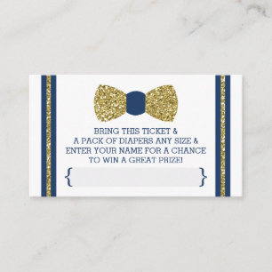 Little Man Diaper Raffle Ticket, Gold, Navy Enclosure Card