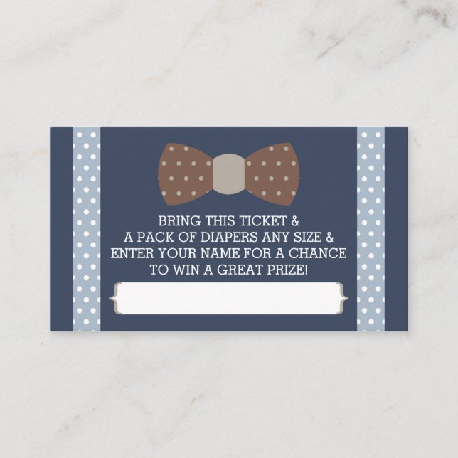 Little Man Diaper Raffle Ticket, Navy Blue, Brown Enclosure Card (Front)