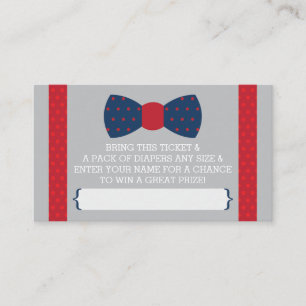 Little Man Diaper Raffle Ticket, Navy Blue, Red Enclosure Card