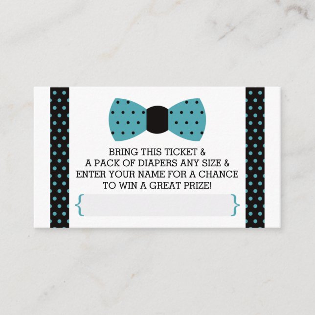 Little Man Diaper Raffle Ticket, Teal, Black Enclosure Card (Front)