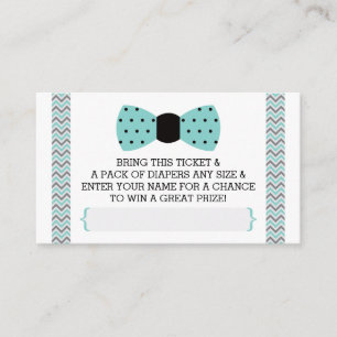 Little Man Diaper Raffle Ticket, Teal, Black Enclosure Card