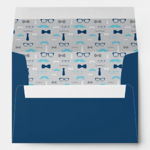 Little Man Envelope, Moustache, Baby Blue, Navy Envelopes