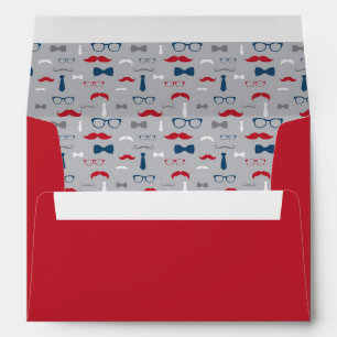Little Man Envelope, Moustache, Navy Blue, Red Envelopes