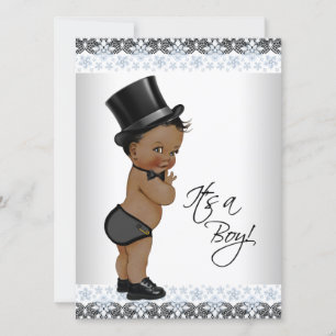 Little Man Ethnic Boy Baby Shower Invitation