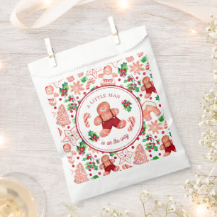 Little Man Gingerbread Christmas Baby Shower Favour Bag